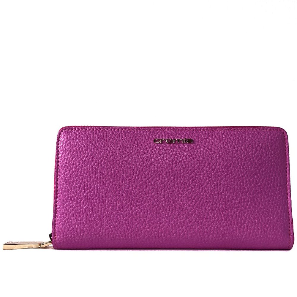 Fuchsia Pebbled Leather Wallet by [Brand]